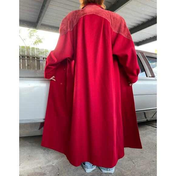 🔥Vintage 80s Fashion By Jill USA Wool Blend Leather shoulder Classic Overcoat - Picture 5 of 16